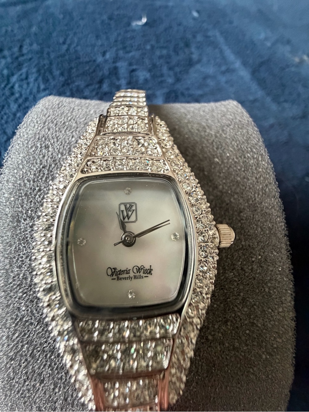 Victoria Wieck Women’s Silver Crystal Pavé Bracelet Watch